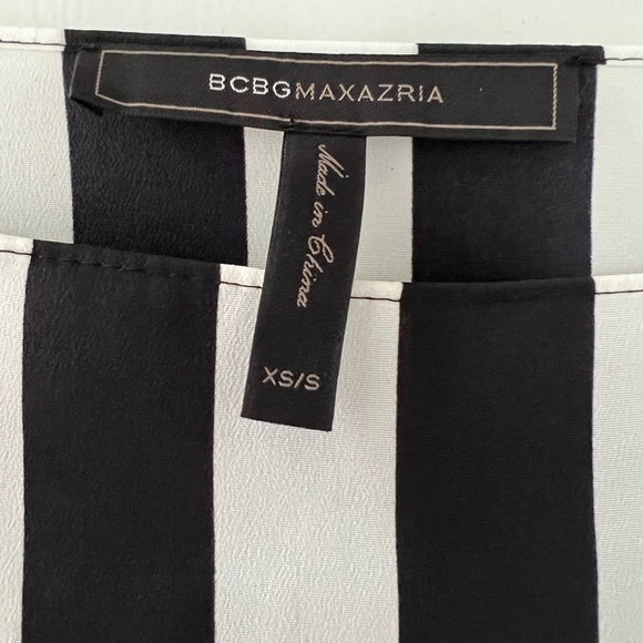 BCBG MAXAZRIA Black & White Striped Tunic Top XS/S - Picture 4 of 4